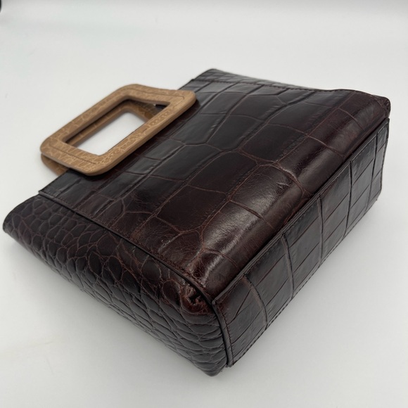 🌟SALE🌟 STAUD Brown leather CROC Mini Shirley with matching pouch. EUC. - Picture 9 of 11